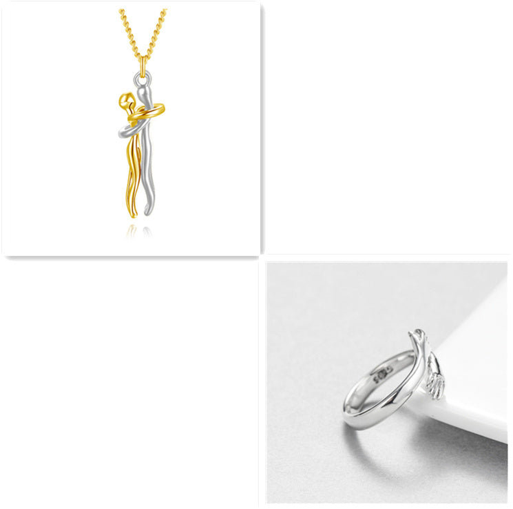 🤍 EmbraceYou™ Love Hug Necklace – Unisex Clavicle Chain | Couple Jewelry | Valentine’s Gift 💑 - One For All