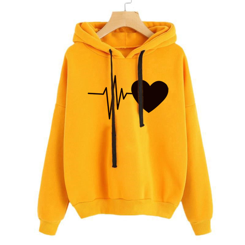 Stylish Heart Print sweatshirt – Comfy Oversized Streetwear for Women - One For All