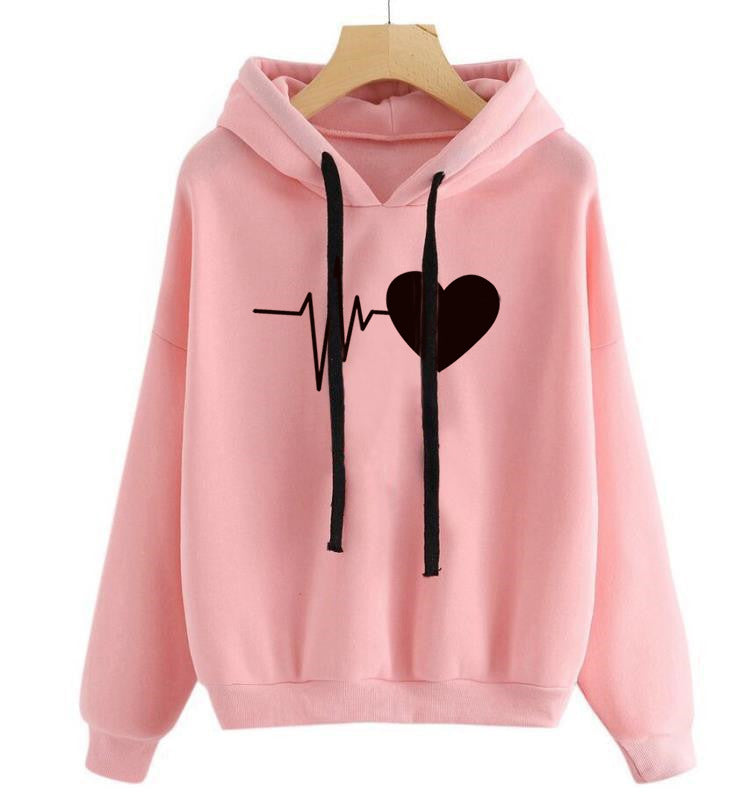 Stylish Heart Print sweatshirt – Comfy Oversized Streetwear for Women - One For All