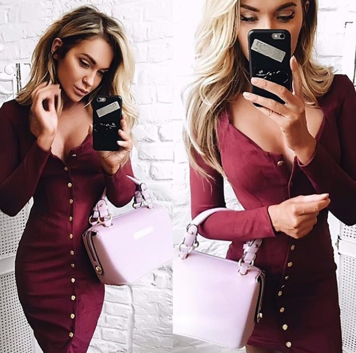 Spring Women Bodycon Slim Long Sleeve Party Cocktail Pencil Mini Dress Sexy Sheath Women Dresses - One For All