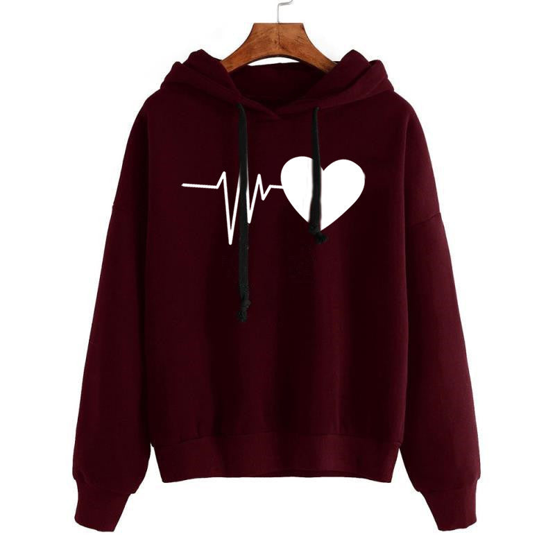 Stylish Heart Print sweatshirt – Comfy Oversized Streetwear for Women - One For All