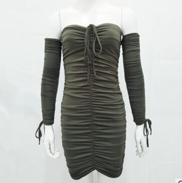 Bandage Dress Women Sexy Off Shoulder Long Sleeve Slim Elastic Bodycon Party Dresses Gowns - One For All