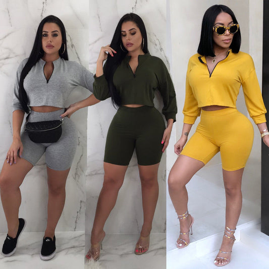 Chic Women's Tracksuit – Crop Tops Hoodie & Joggers Set - One For All