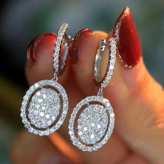 🤍 White Gold Oval Drop Earrings 💫 - One For All