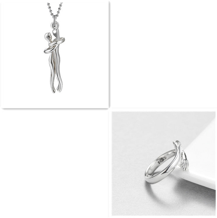 🤍 EmbraceYou™ Love Hug Necklace – Unisex Clavicle Chain | Couple Jewelry | Valentine’s Gift 💑 - One For All