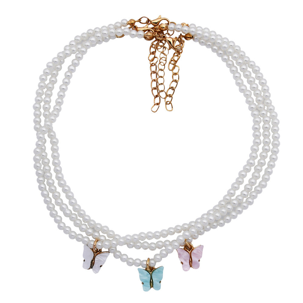 🦋 PearlGrace Butterfly Choker Necklace – Elegant White Pearl Wedding Jewelry - One For All