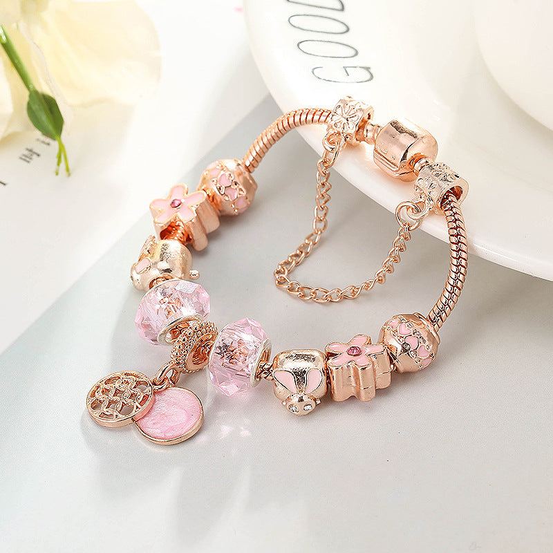 💖 GeoLuxe Rose Gold Love Bracelet – Elegant Geometric Design for Women - One For All