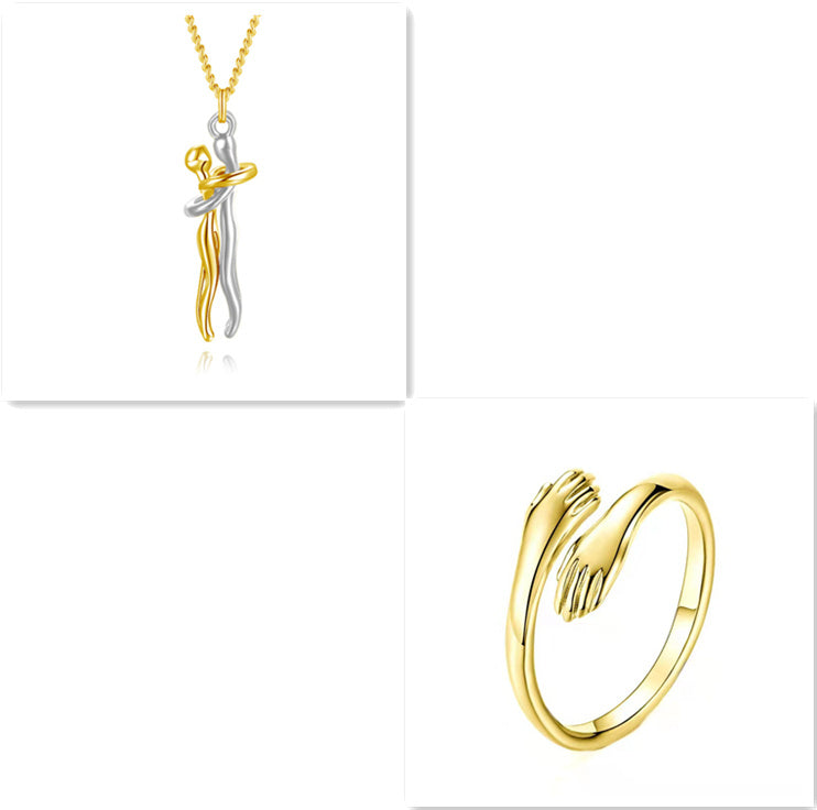 🤍 EmbraceYou™ Love Hug Necklace – Unisex Clavicle Chain | Couple Jewelry | Valentine’s Gift 💑 - One For All