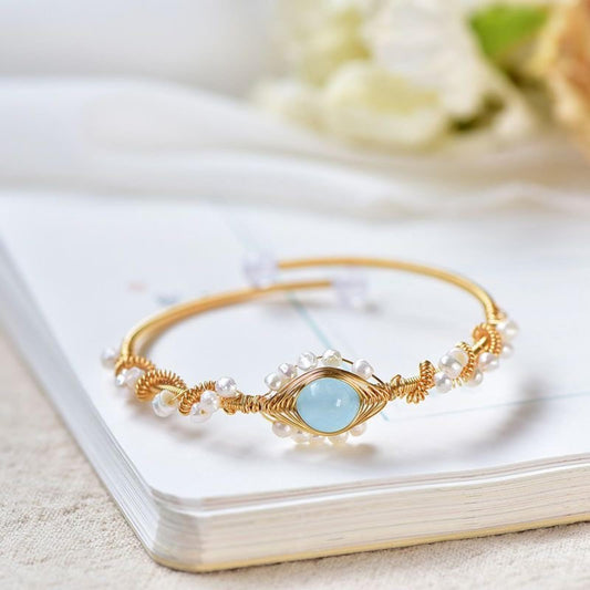 Pearl Bracelets For Women Gold Plating Pearl Bracelet Gold Wire Braided Vintage Style Bracelets Cuff Bracelets Fashion Bracelet - One For All