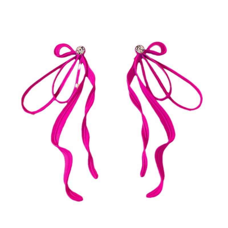 Irregular Large Bow Earrings For Women Tassel Streamer - One For All