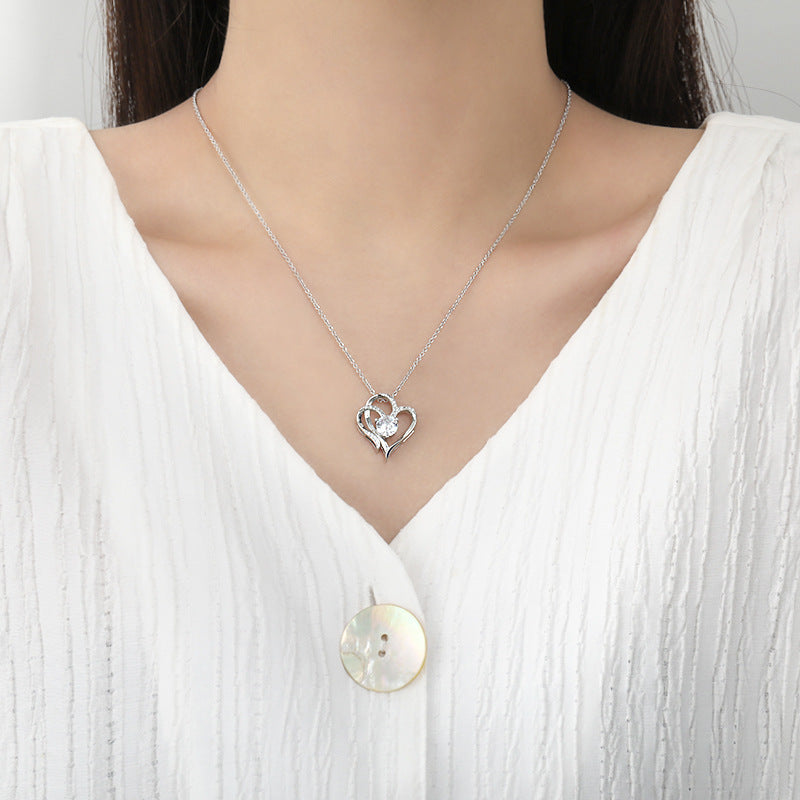 Beautiful Zircon Double Love Heart Necklace – Personalized Clavicle Chain for Women - One For All