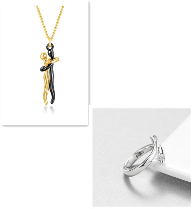 🤍 EmbraceYou™ Love Hug Necklace – Unisex Clavicle Chain | Couple Jewelry | Valentine’s Gift 💑 - One For All