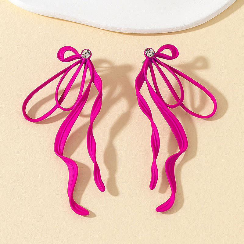 Irregular Large Bow Earrings For Women Tassel Streamer - One For All
