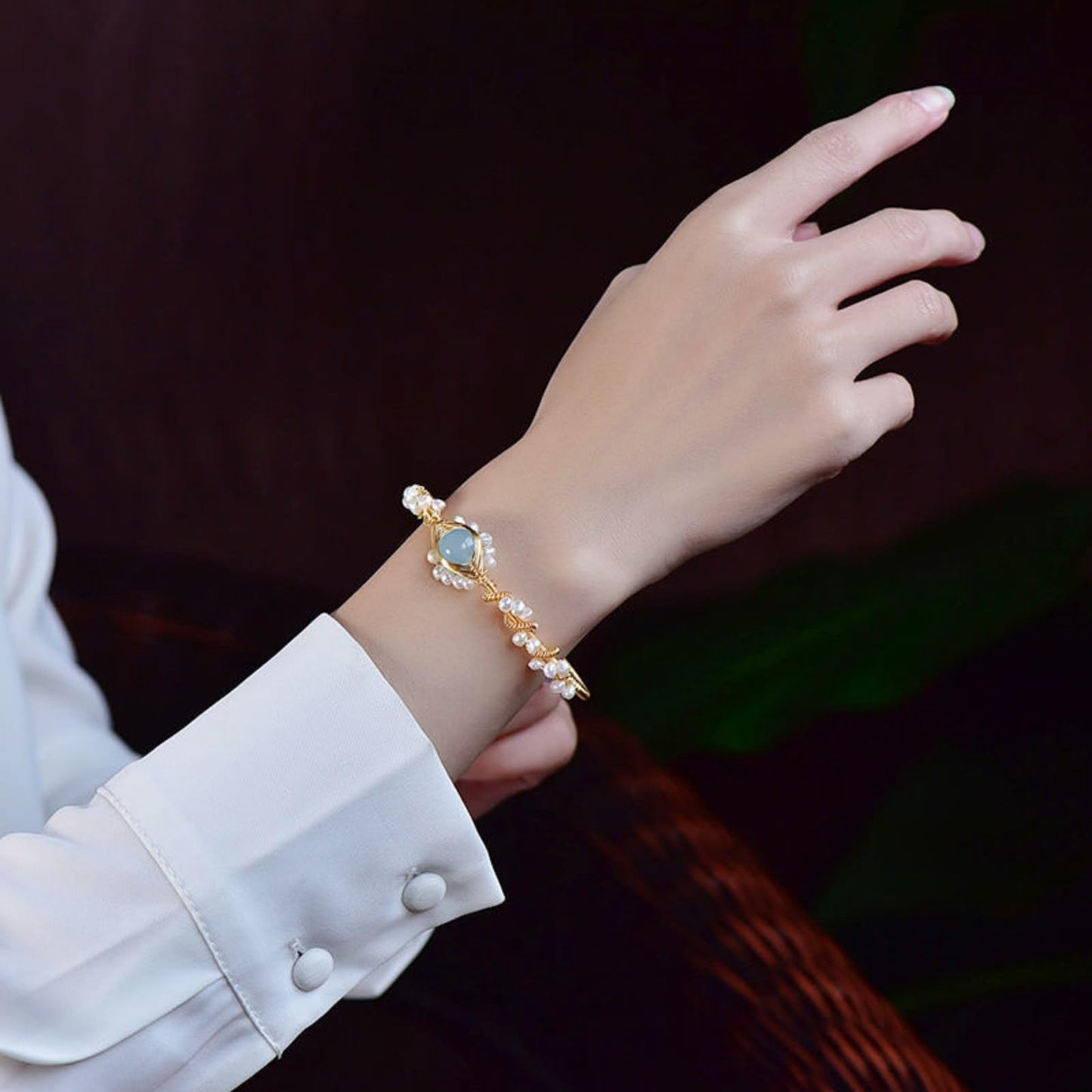 Pearl Bracelets For Women Gold Plating Pearl Bracelet Gold Wire Braided Vintage Style Bracelets Cuff Bracelets Fashion Bracelet - One For All