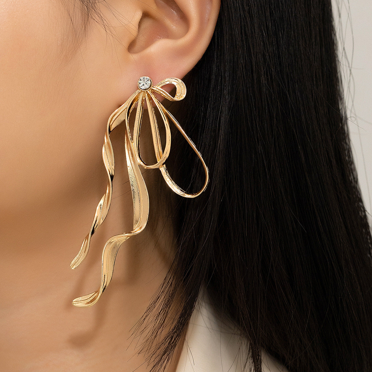 Irregular Large Bow Earrings For Women Tassel Streamer - One For All