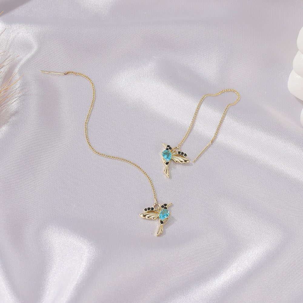 ✨ GraceWing Drop Earrings – Hummingbird & Tassel Design 🤍 - One For All