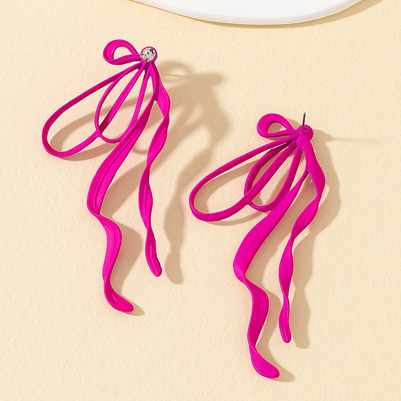 Irregular Large Bow Earrings For Women Tassel Streamer - One For All