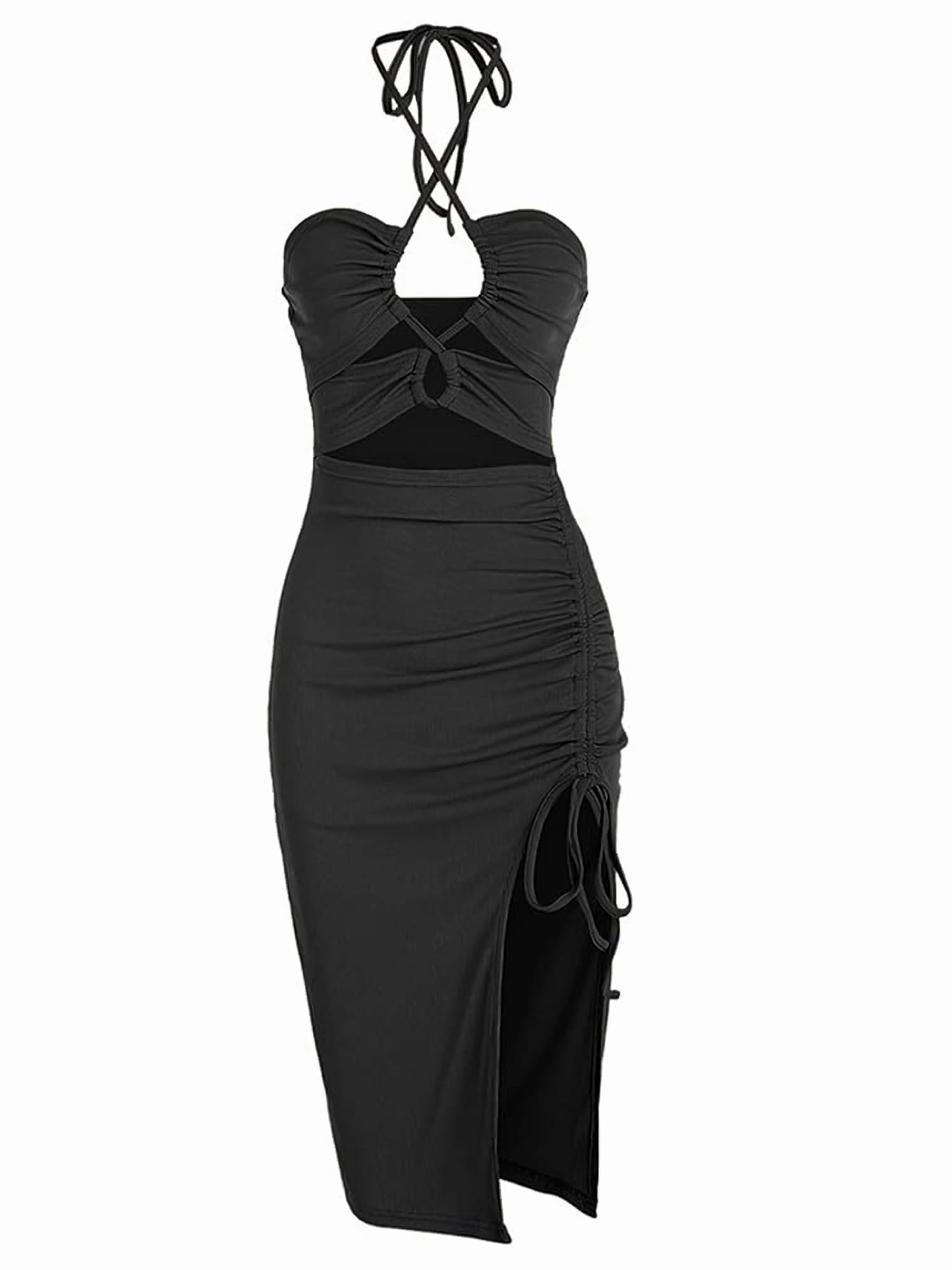 Chic Halter Neck Midi Dress - One For All