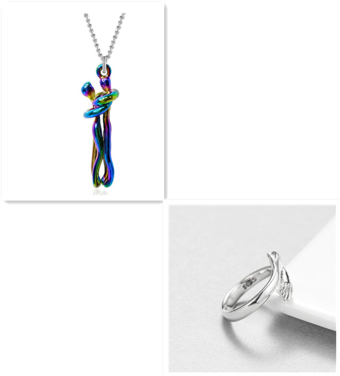 🤍 EmbraceYou™ Love Hug Necklace – Unisex Clavicle Chain | Couple Jewelry | Valentine’s Gift 💑 - One For All