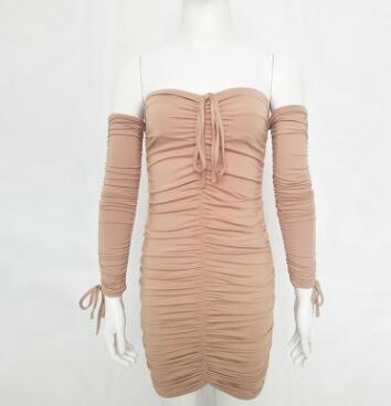 Bandage Dress Women Sexy Off Shoulder Long Sleeve Slim Elastic Bodycon Party Dresses Gowns - One For All