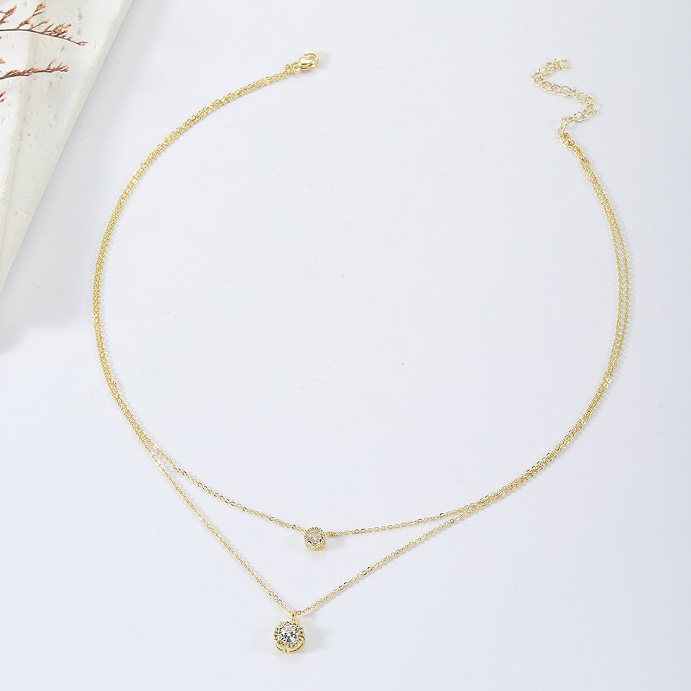 Simple Zircon Layered Necklace - One For All