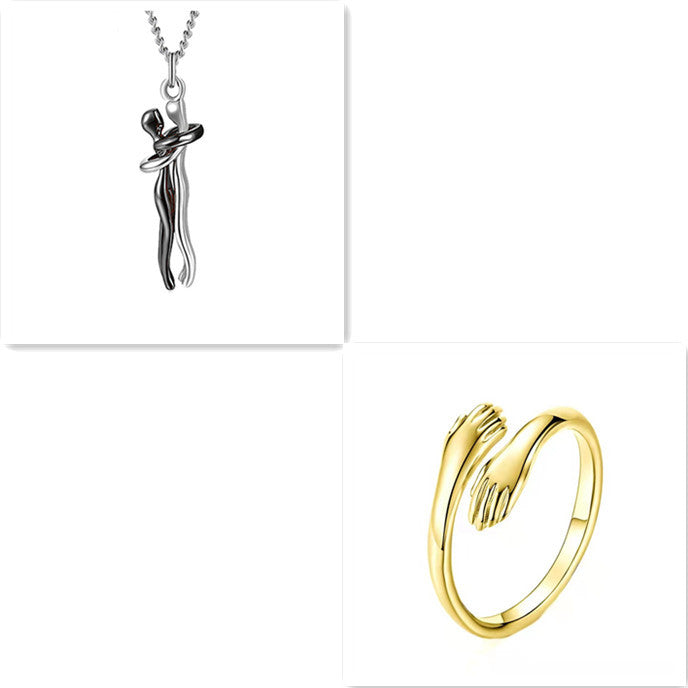 🤍 EmbraceYou™ Love Hug Necklace – Unisex Clavicle Chain | Couple Jewelry | Valentine’s Gift 💑 - One For All