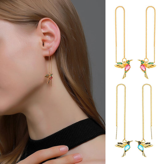 ✨ GraceWing Drop Earrings – Hummingbird & Tassel Design 🤍 - One For All