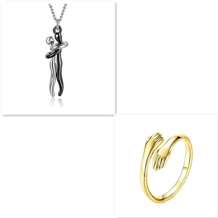 🤍 EmbraceYou™ Love Hug Necklace – Unisex Clavicle Chain | Couple Jewelry | Valentine’s Gift 💑 - One For All
