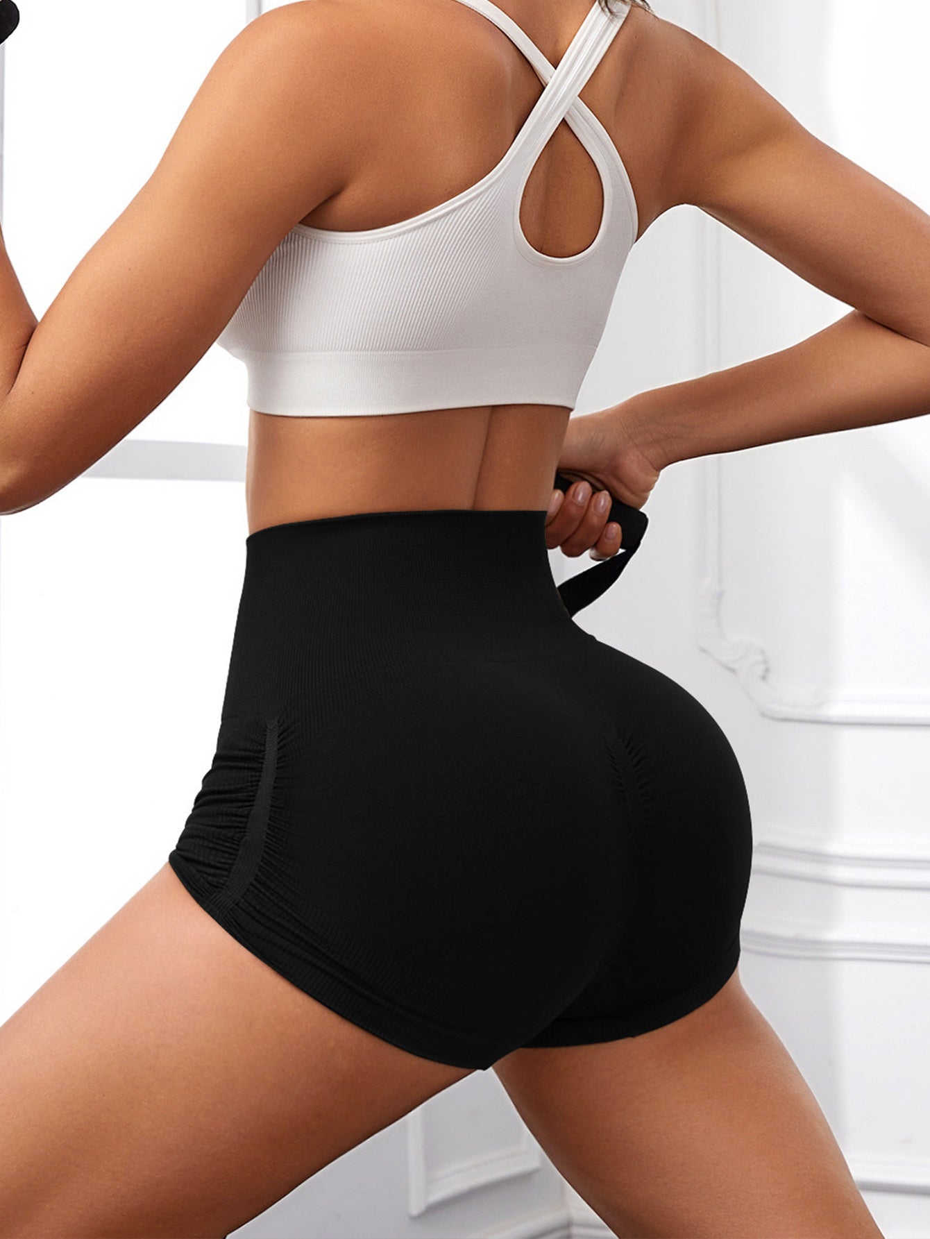Seamless Booty Lifting Yoga Shorts for Women – High Waisted Biker Style - One For All