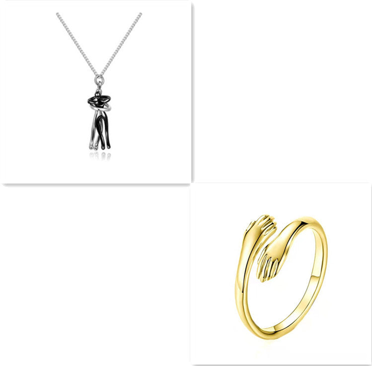 🤍 EmbraceYou™ Love Hug Necklace – Unisex Clavicle Chain | Couple Jewelry | Valentine’s Gift 💑 - One For All