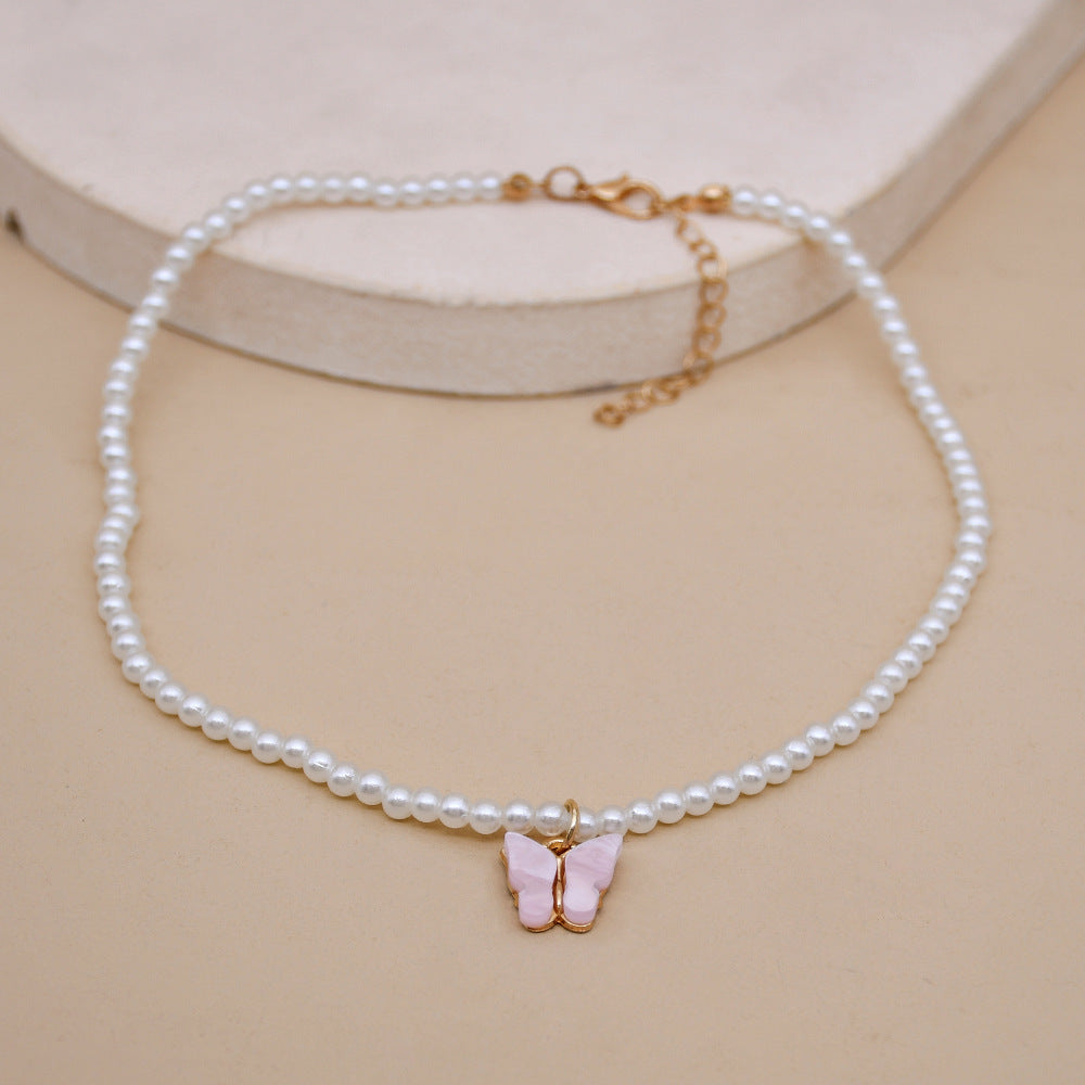 🦋 PearlGrace Butterfly Choker Necklace – Elegant White Pearl Wedding Jewelry - One For All