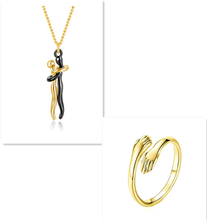 🤍 EmbraceYou™ Love Hug Necklace – Unisex Clavicle Chain | Couple Jewelry | Valentine’s Gift 💑 - One For All