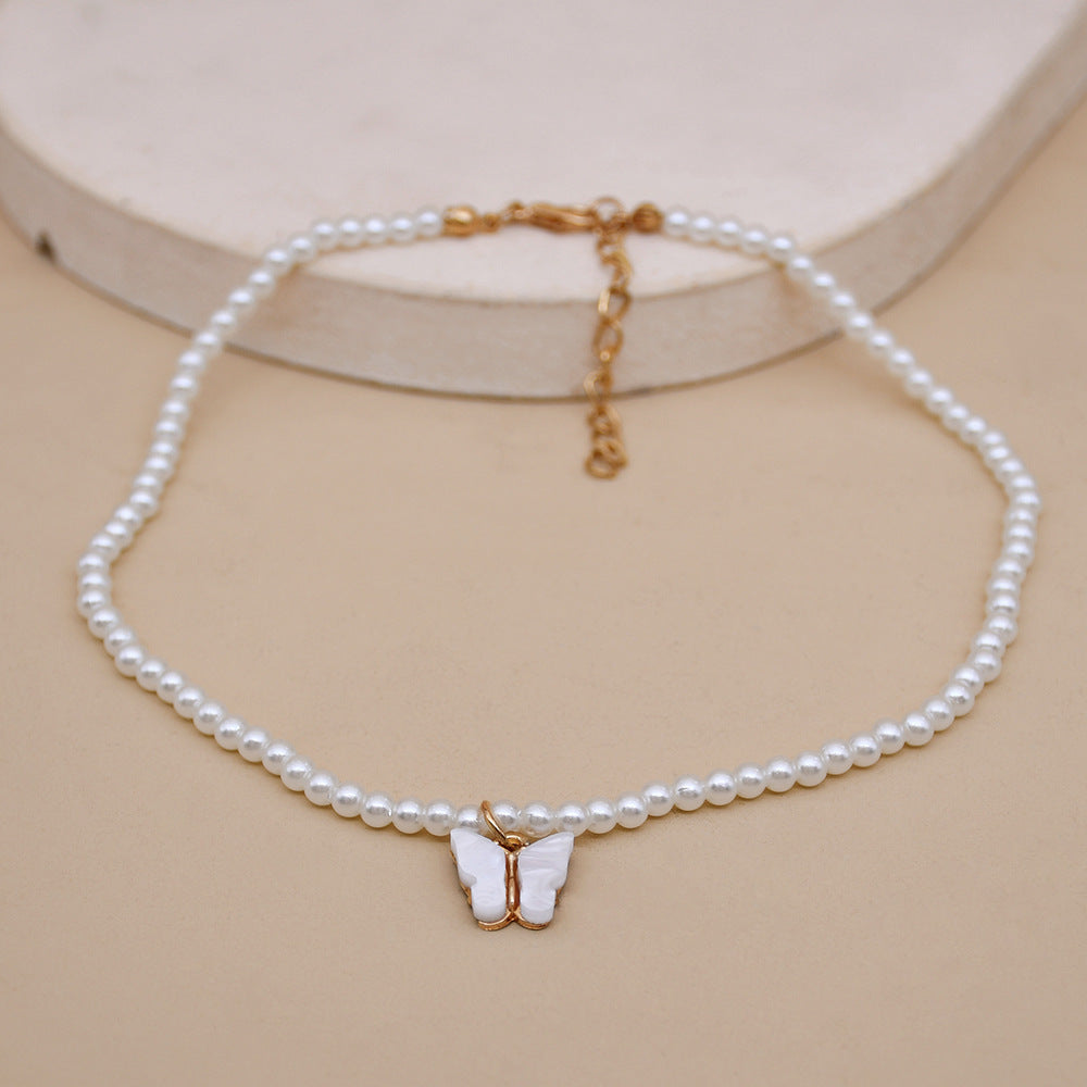 🦋 PearlGrace Butterfly Choker Necklace – Elegant White Pearl Wedding Jewelry - One For All