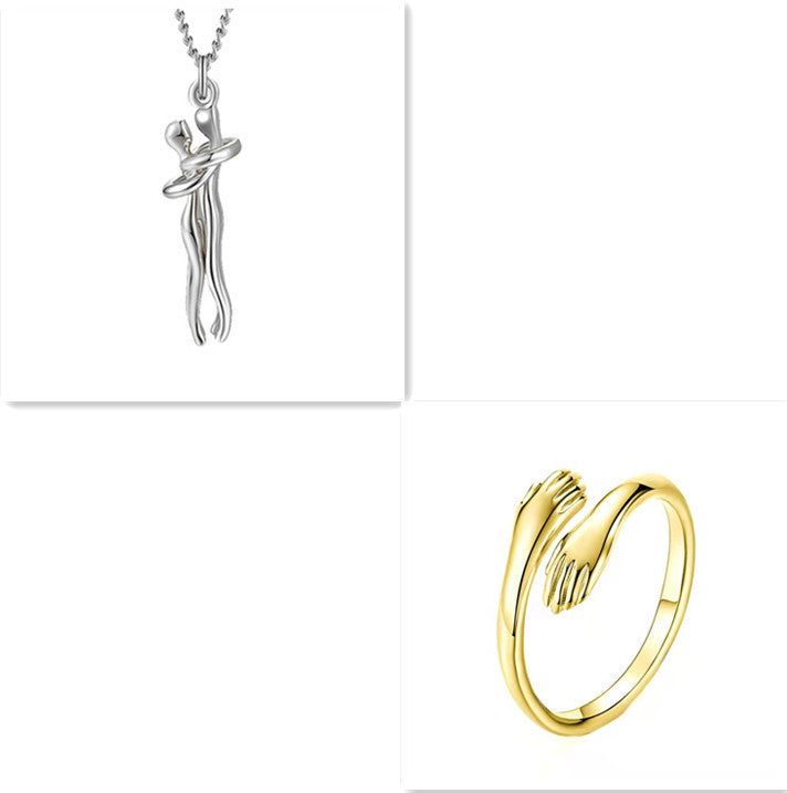 🤍 EmbraceYou™ Love Hug Necklace – Unisex Clavicle Chain | Couple Jewelry | Valentine’s Gift 💑 - One For All