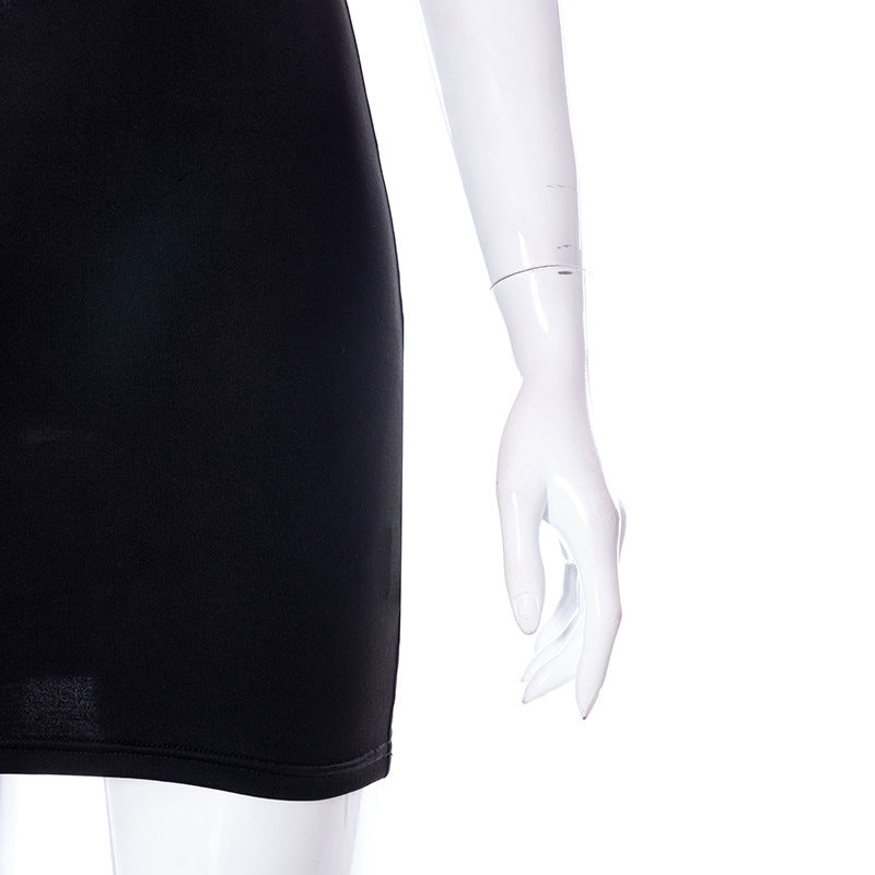 Hollow Out Black Bodycon Woman Dress Camisole Heart Ring Decor Club Sexy Party Dress For Women - One For All
