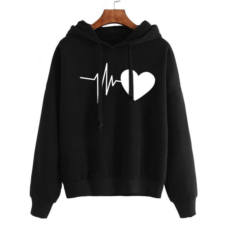 Stylish Heart Print sweatshirt – Comfy Oversized Streetwear for Women - One For All