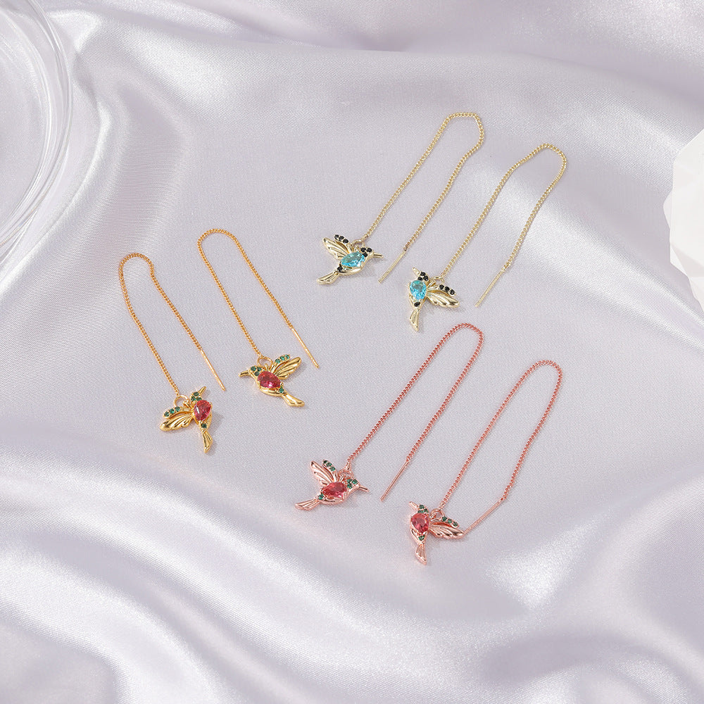 ✨ GraceWing Drop Earrings – Hummingbird & Tassel Design 🤍 - One For All