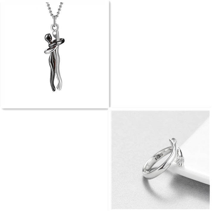 🤍 EmbraceYou™ Love Hug Necklace – Unisex Clavicle Chain | Couple Jewelry | Valentine’s Gift 💑 - One For All