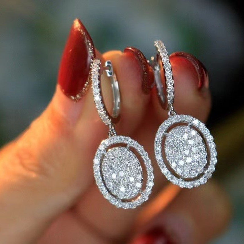 🤍 White Gold Oval Drop Earrings 💫 - One For All