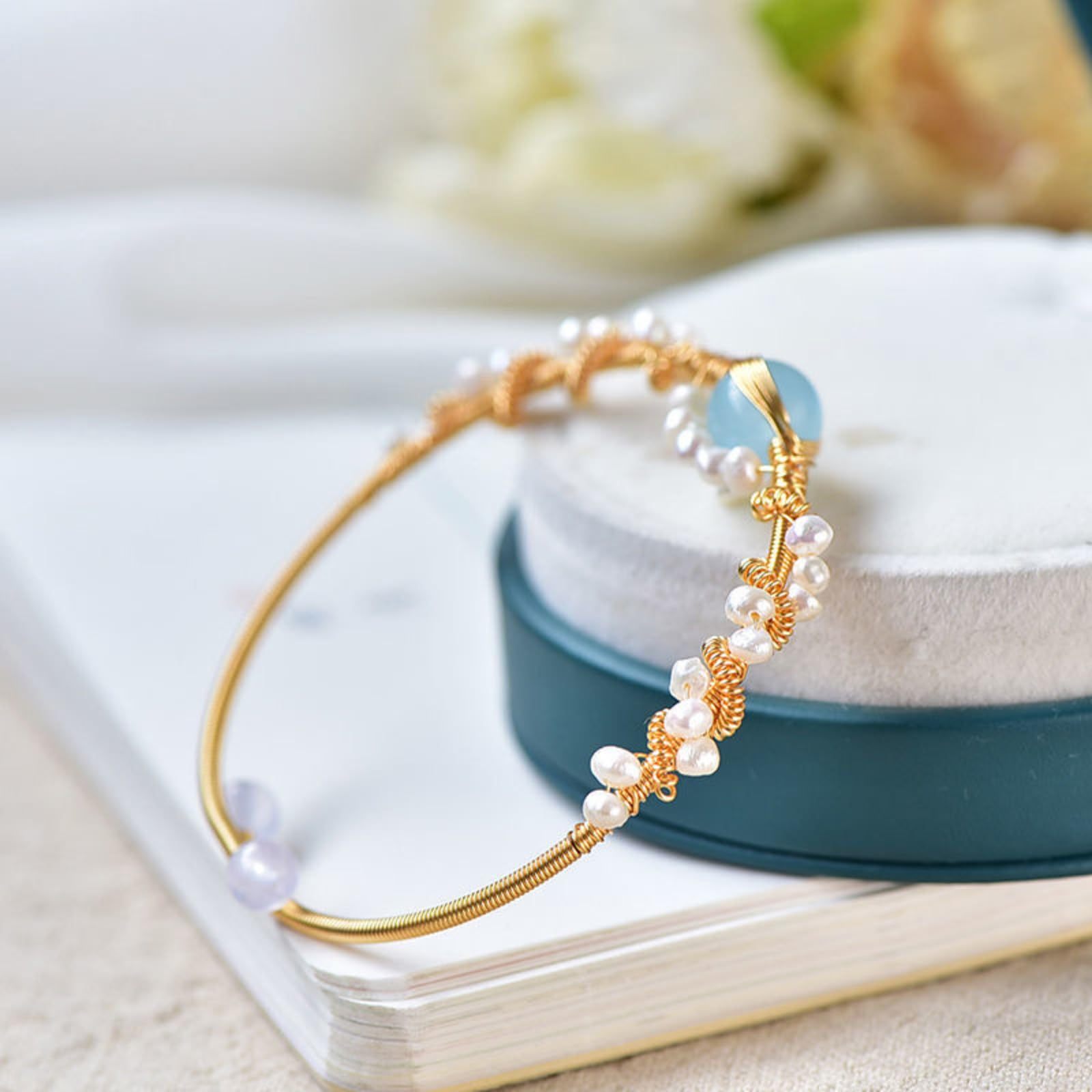 Pearl Bracelets For Women Gold Plating Pearl Bracelet Gold Wire Braided Vintage Style Bracelets Cuff Bracelets Fashion Bracelet - One For All