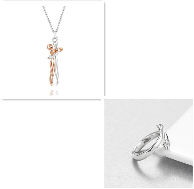 🤍 EmbraceYou™ Love Hug Necklace – Unisex Clavicle Chain | Couple Jewelry | Valentine’s Gift 💑 - One For All