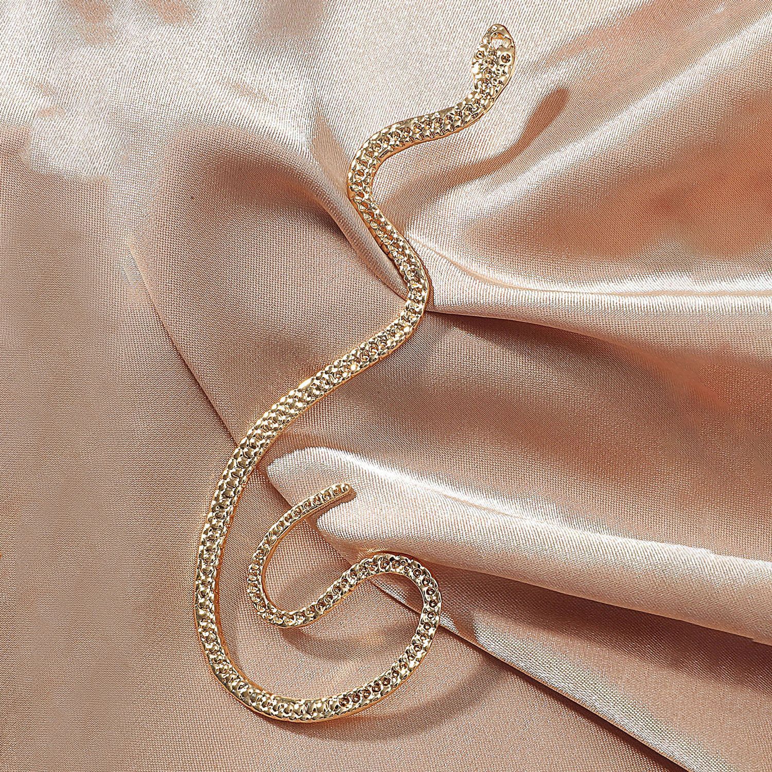 Non-hole Ear Clip Vintage Zircon Snake-shaped Earrings For Women Exaggerated Fake Cartilage Ear Cuff Fashion Jewerly Gifts - One For All