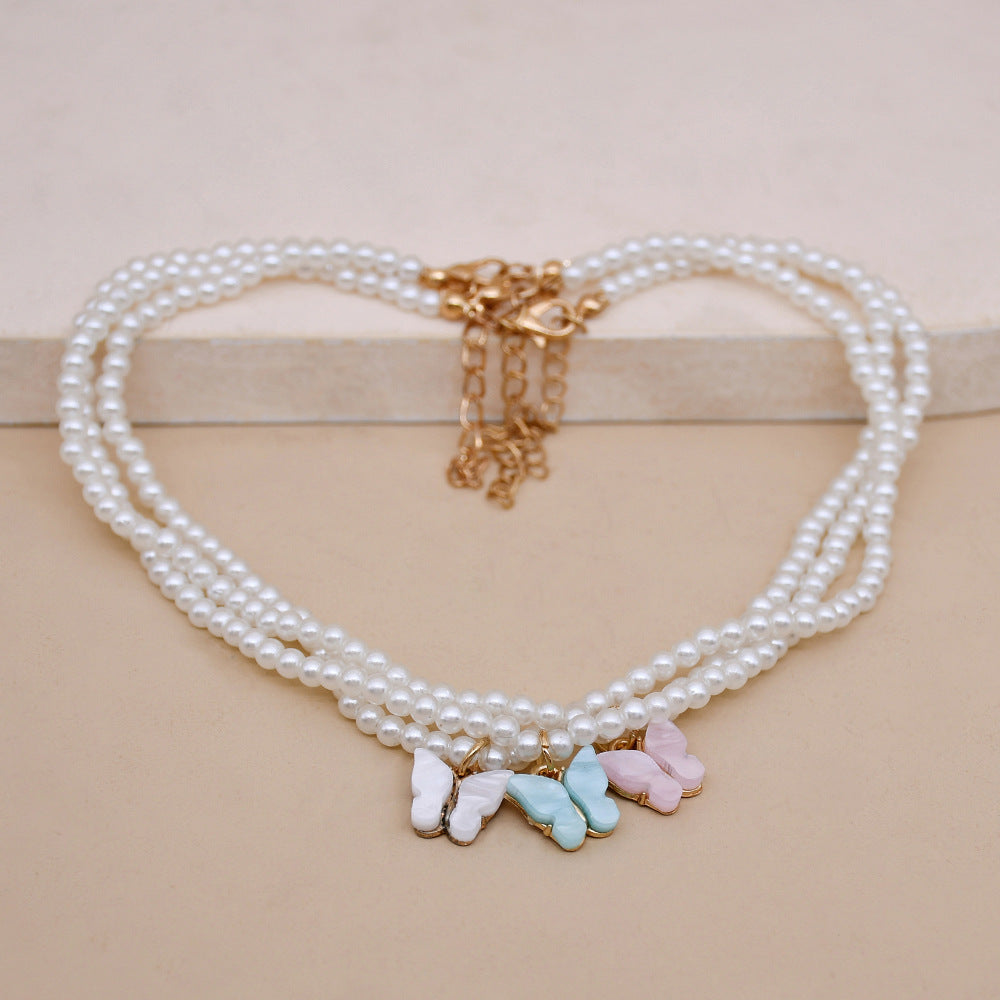 🦋 PearlGrace Butterfly Choker Necklace – Elegant White Pearl Wedding Jewelry - One For All