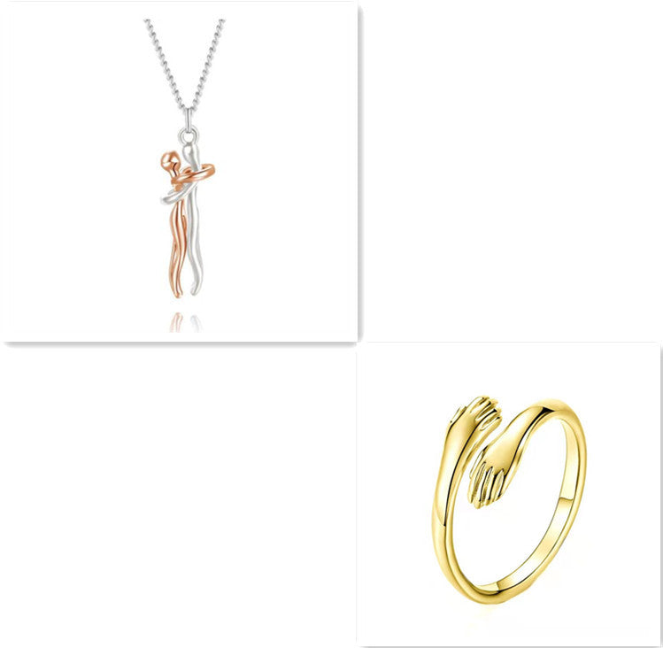 🤍 EmbraceYou™ Love Hug Necklace – Unisex Clavicle Chain | Couple Jewelry | Valentine’s Gift 💑 - One For All