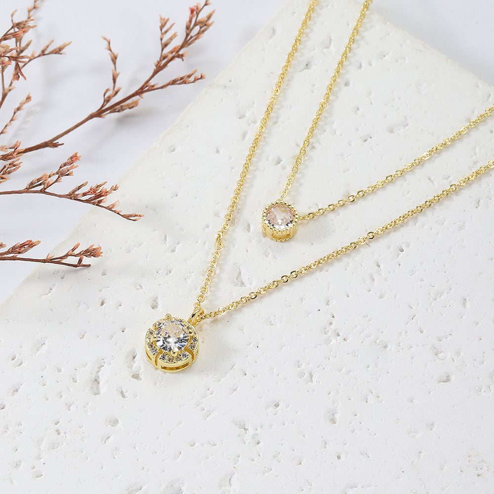 Simple Zircon Layered Necklace - One For All
