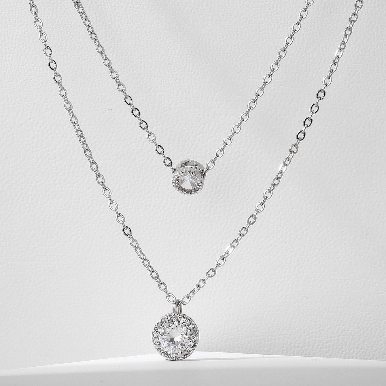 Simple Zircon Layered Necklace - One For All