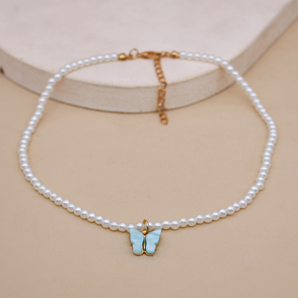 🦋 PearlGrace Butterfly Choker Necklace – Elegant White Pearl Wedding Jewelry - One For All