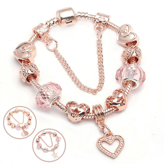 💖 GeoLuxe Rose Gold Love Bracelet – Elegant Geometric Design for Women - One For All