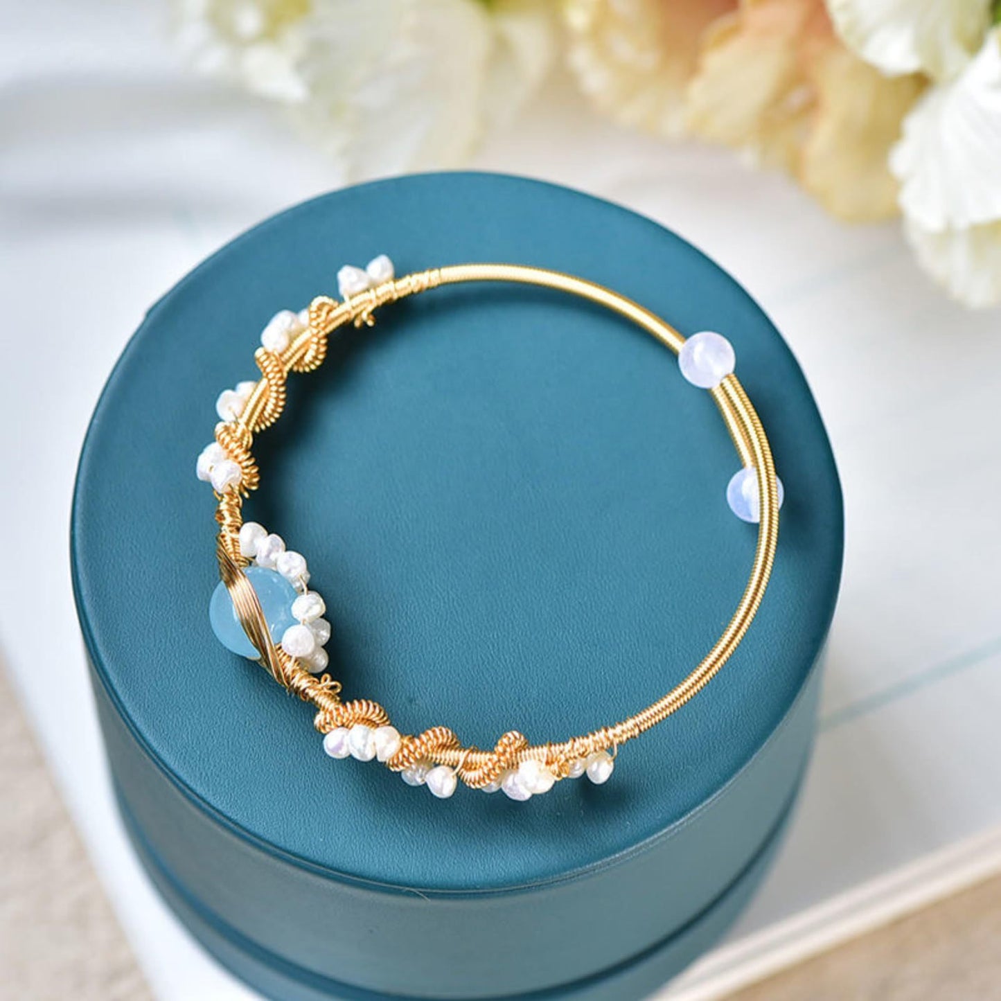 Pearl Bracelets For Women Gold Plating Pearl Bracelet Gold Wire Braided Vintage Style Bracelets Cuff Bracelets Fashion Bracelet - One For All