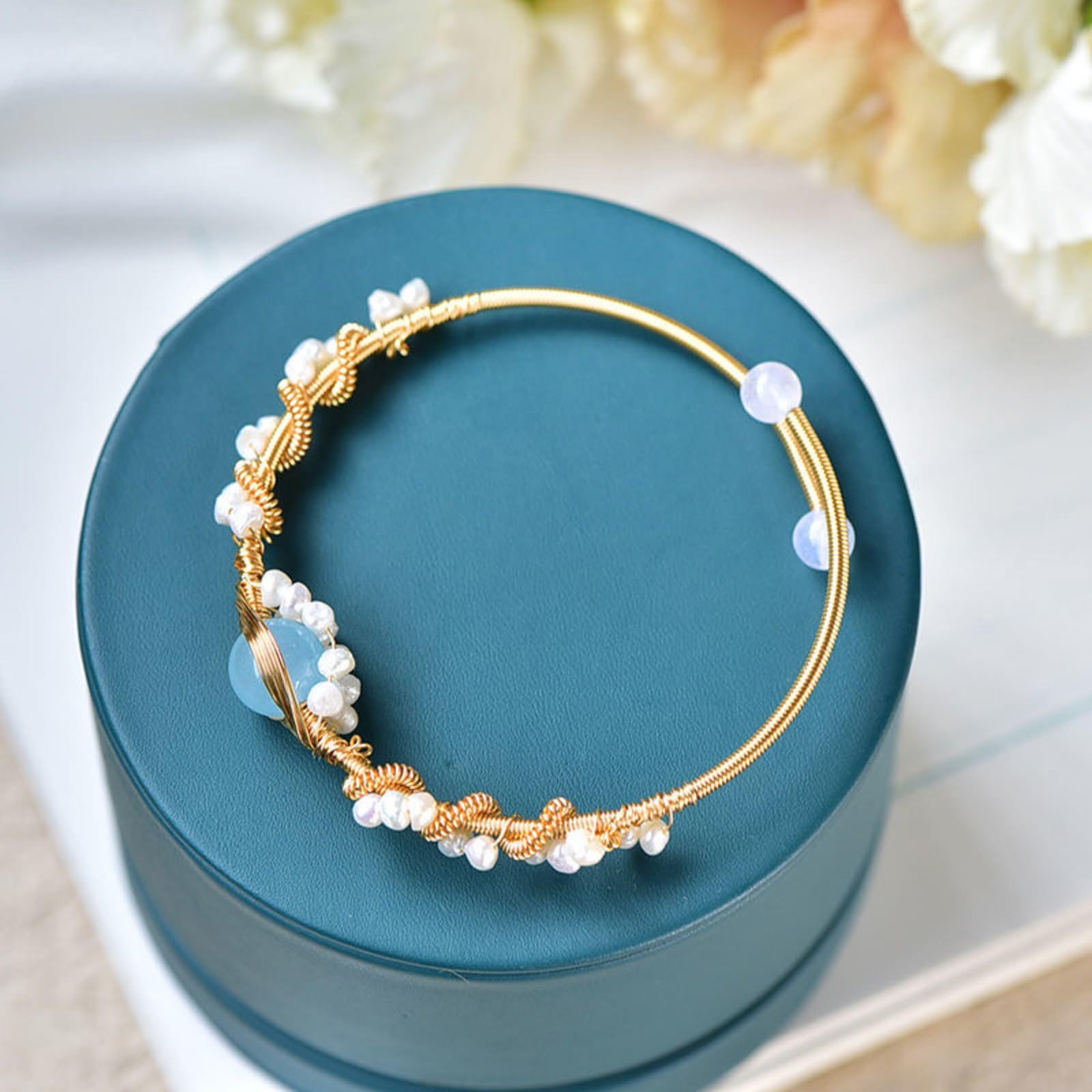 Pearl Bracelets For Women Gold Plating Pearl Bracelet Gold Wire Braided Vintage Style Bracelets Cuff Bracelets Fashion Bracelet - One For All